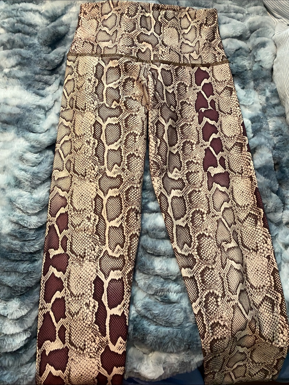 Onzie Snake Print Leggings in Taupe and Burgundy
